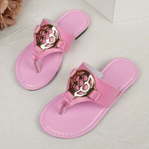Children's Fashion Slippers Summer New Metal Buckle Decorative Toe Design Outdoo